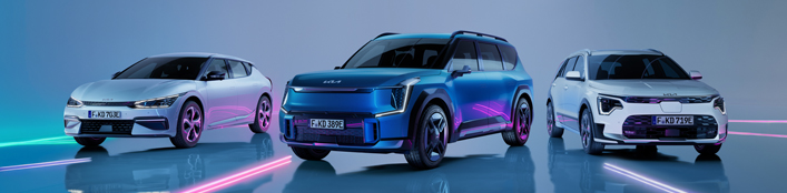 Der Kia EV9, Kia EV6 und Kia Niro EV